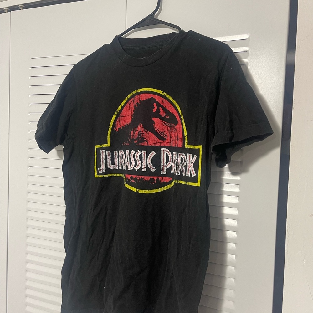 Black Short Sleeve Tee with Jurassic Park Logo